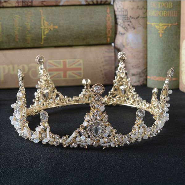 Baroque Bride Tiara Crown Big Full Round Bridal White Rhinestone Crown Prom Pageant Gold Princess Headpiece Wedding Hair Jewelry, White;golden
Baroque Bride Tiara Crown Big Full Round Bridal White Rhinestone Crown Prom Pageant Gold Princess Headpiece Wedding Hair Jewelry, White;golden