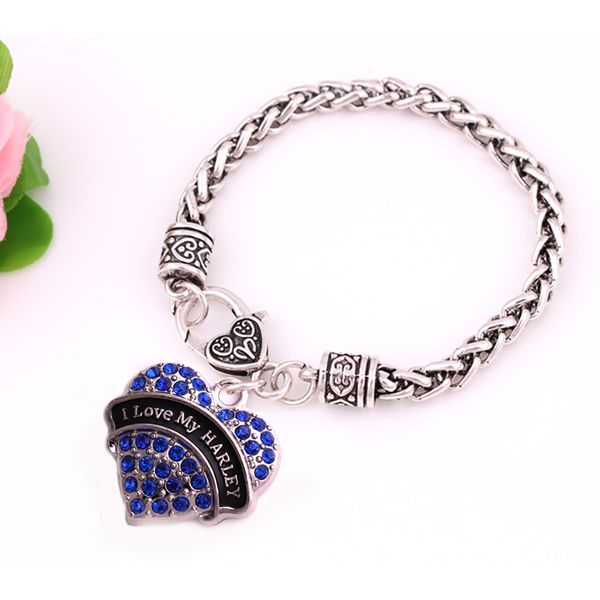 I Love My HARLEY Rhodium Plated With Sparkling Crystal Heart Shape Wheat Chain Bracelet Jewelry Gift
I Love My HARLEY Rhodium Plated With Sparkling Crystal Heart Shape Wheat Chain Bracelet Jewelry Gift
