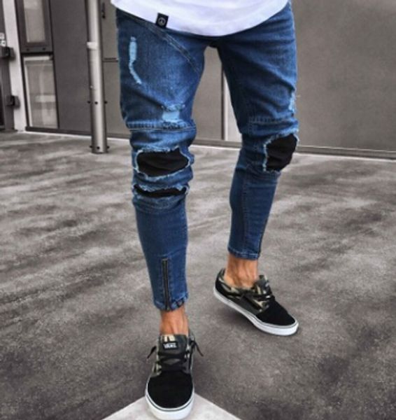street ripped for men fashion clothing zippers elastic wear pants trousers design slim jeans pdnng, Black
street ripped for men fashion clothing zippers elastic wear pants trousers design slim jeans pdnng, Black