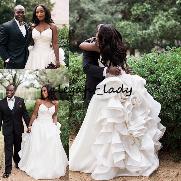 country garden wedding dresses 2018 sweetheart ruffles design wave detailed lace up back floor length african nigeria bridal gowns, White
country garden wedding dresses 2018 sweetheart ruffles design wave detailed lace up back floor length african nigeria bridal gowns, White