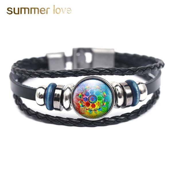 handmade mandala flower pattern dome leather bracelet for women multilayer om symbol yoga buddhism glass bracelet trendy jewelry, Black
handmade mandala flower pattern dome leather bracelet for women multilayer om symbol yoga buddhism glass bracelet trendy jewelry, Black