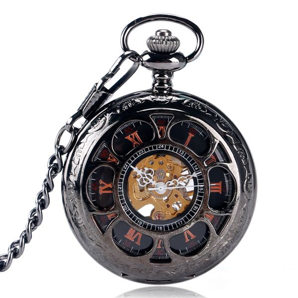 fashion hollow flowers black mechanical hand winding fob pocket watch vintage unique pendant clock gift for men women with chain, Slivery;golden
fashion hollow flowers black mechanical hand winding fob pocket watch vintage unique pendant clock gift for men women with chain, Slivery;golden