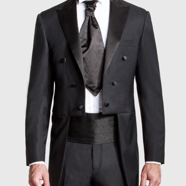 black wedding tailcoat for groom wear 2018 two piece double breasted custom made peaked lapel evening prom men suits jacket pants, Black;gray
black wedding tailcoat for groom wear 2018 two piece double breasted custom made peaked lapel evening prom men suits jacket pants, Black;gray