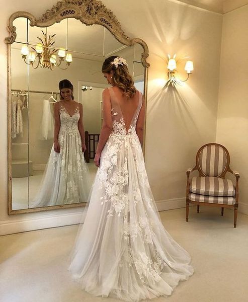 wedding dresses 2018 backless v-neck sleeveless hollow plus size ruffle a-line chapel train real images bridal gowns custom made, White
wedding dresses 2018 backless v-neck sleeveless hollow plus size ruffle a-line chapel train real images bridal gowns custom made, White