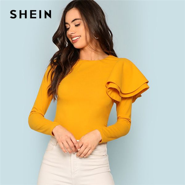 shein ginger zip back ruffle one sleeve tee elegant solid slim fit long sleeve t-shirt women modern lady autumn tee, White
shein ginger zip back ruffle one sleeve tee elegant solid slim fit long sleeve t-shirt women modern lady autumn tee, White