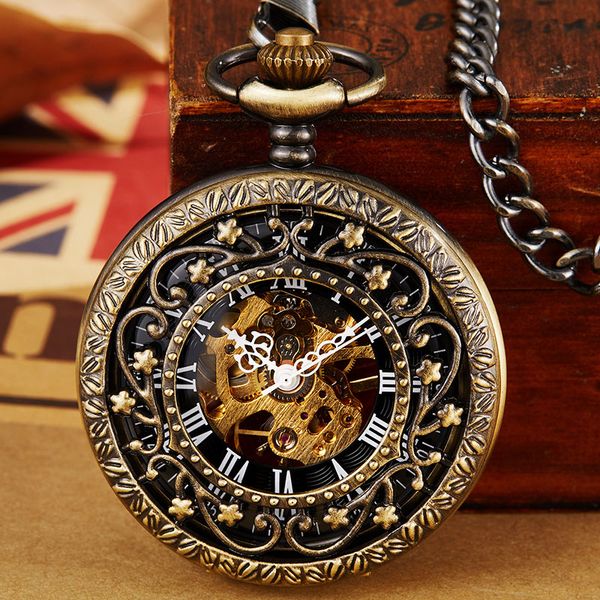 retro bronze mechanical pocket watch for men hollow sculpture skeleton steampunk mens present roman number dial hand-wind watch, Slivery;golden
retro bronze mechanical pocket watch for men hollow sculpture skeleton steampunk mens present roman number dial hand-wind watch, Slivery;golden