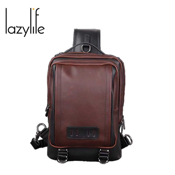 lazylife men's crossbody bags men's chest bag messenger bag leather shoulder bags diagonal package pack travel