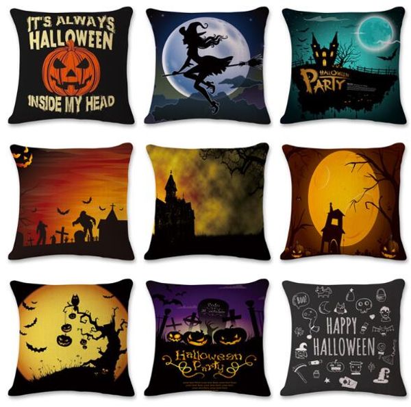 

halloween pillow case square pillowcase pumpkin bat castle cushion cover pillow covers case 45*45cm festival home decoration
