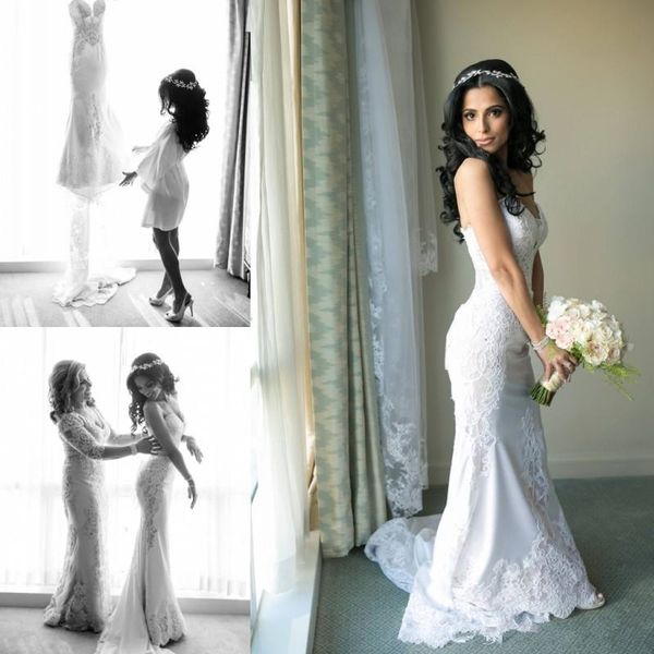 beaded lace satin mermaid wedding dresses sweetheart court train 2019 new fashionable appliques modern bridal gowns custom size, White
beaded lace satin mermaid wedding dresses sweetheart court train 2019 new fashionable appliques modern bridal gowns custom size, White