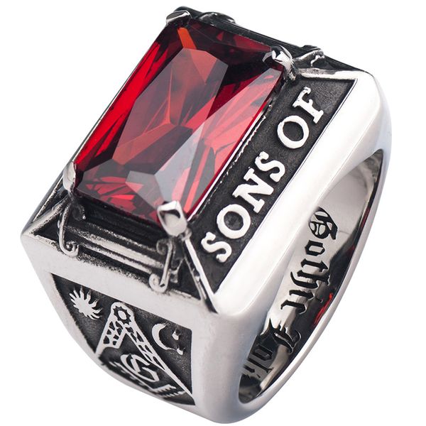 mason with red zircon ring for men four prongs setting stainless steel index ring jewelry, Golden;silver
mason with red zircon ring for men four prongs setting stainless steel index ring jewelry, Golden;silver