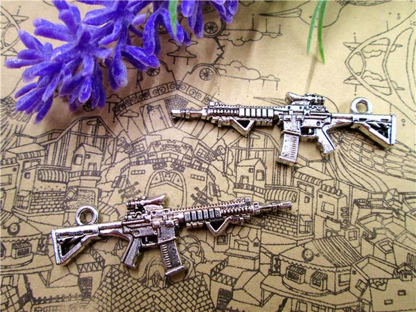 24pcs--machine gun charms, antique tibetan silver tone 2 sided submachine gun charm pendants 45x15mm, Bronze;silver
24pcs--machine gun charms, antique tibetan silver tone 2 sided submachine gun charm pendants 45x15mm, Bronze;silver