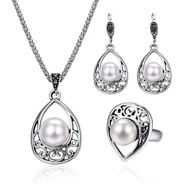 fashion simulated pearl jewelry set vintage water drop wedding jewelry imitation pearl bridal antique brida set, Silver
fashion simulated pearl jewelry set vintage water drop wedding jewelry imitation pearl bridal antique brida set, Silver