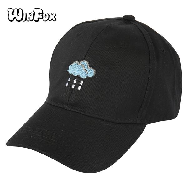 winfox black casual rain cloud embroidered hip hop baseball cap adjustable snapback hats for women men dad hat bone, Blue;gray 
winfox black casual rain cloud embroidered hip hop baseball cap adjustable snapback hats for women men dad hat bone, Blue;gray