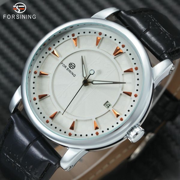 forsining fashion concise men's automatic mechanical watches calendar dial black leather watch band male clock, Slivery;brown
forsining fashion concise men's automatic mechanical watches calendar dial black leather watch band male clock, Slivery;brown