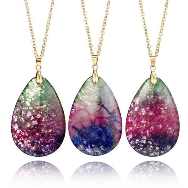 water drop natural crystal necklace oval texture quartz healing natural stone pendant necklace for gift, Silver
water drop natural crystal necklace oval texture quartz healing natural stone pendant necklace for gift, Silver