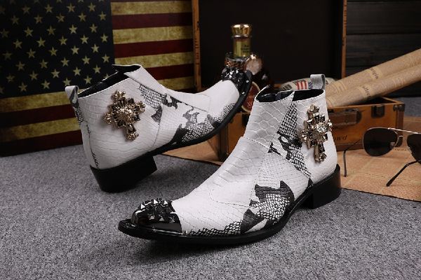 western dersert man motorcycle boots white snake prints leather retro embellished casual runway fashion knight boots sapatos, Black
western dersert man motorcycle boots white snake prints leather retro embellished casual runway fashion knight boots sapatos, Black