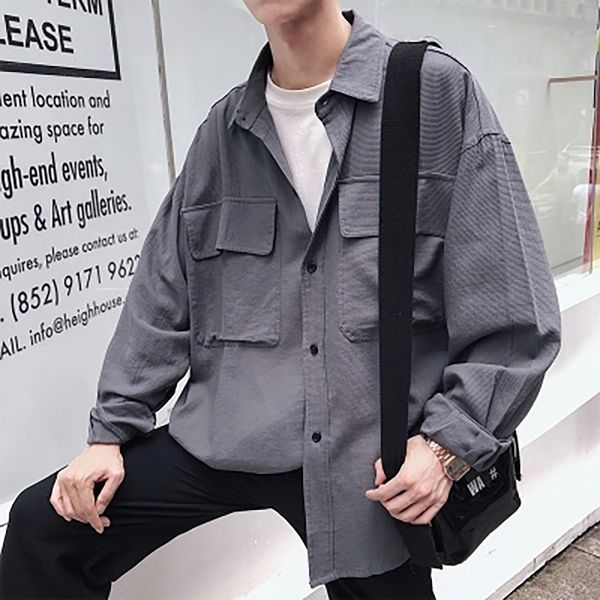 men cargo shirts coat 2018 mens pockets long sleeve retro white grey shirtsroupas masculinas korean jackets 50cs010, White;black
men cargo shirts coat 2018 mens pockets long sleeve retro white grey shirtsroupas masculinas korean jackets 50cs010, White;black