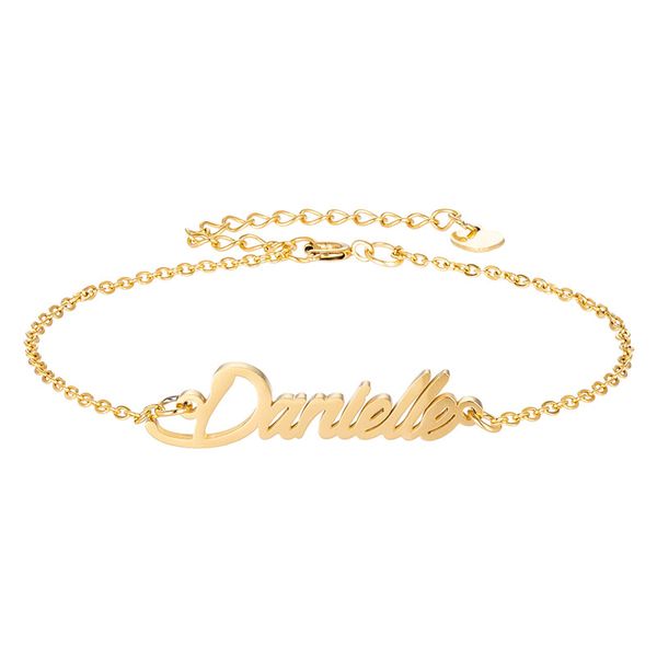 18k Gold plated Stainless Steel Nameplate Bracelets Letter "Danielle" Charm Bracelets for Women Personalized Custom Charm Christmas Gift, Golden;silver
18k Gold plated Stainless Steel Nameplate Bracelets Letter "Danielle" Charm Bracelets for Women Personalized Custom Charm Christmas Gift, Golden;silver