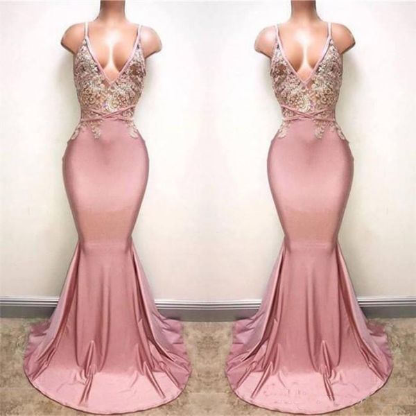 backless dusty pink prom dresses new mermaid spaghetti appliqued beaded long party gowns custom made occasion evening wear, Black
backless dusty pink prom dresses new mermaid spaghetti appliqued beaded long party gowns custom made occasion evening wear, Black