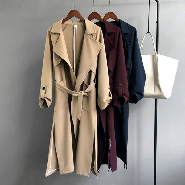 autumn long length fashion trench coat women simple long sleeve slim belt adjustable waist casaco feminino sobretudo feminino, Tan;black
autumn long length fashion trench coat women simple long sleeve slim belt adjustable waist casaco feminino sobretudo feminino, Tan;black