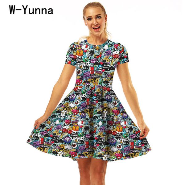 w-yunna womens dresses new arrival 2018 anime world digital print high waist dress stretch short sleeve fashion midi dress, Black;gray
w-yunna womens dresses new arrival 2018 anime world digital print high waist dress stretch short sleeve fashion midi dress, Black;gray