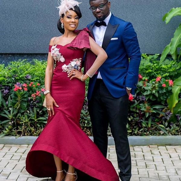 chic hi-lo mermaid prom dresses off shoulder appliques handmade flower sleeveless party gowns glamorous african formal evening dress, Black
chic hi-lo mermaid prom dresses off shoulder appliques handmade flower sleeveless party gowns glamorous african formal evening dress, Black