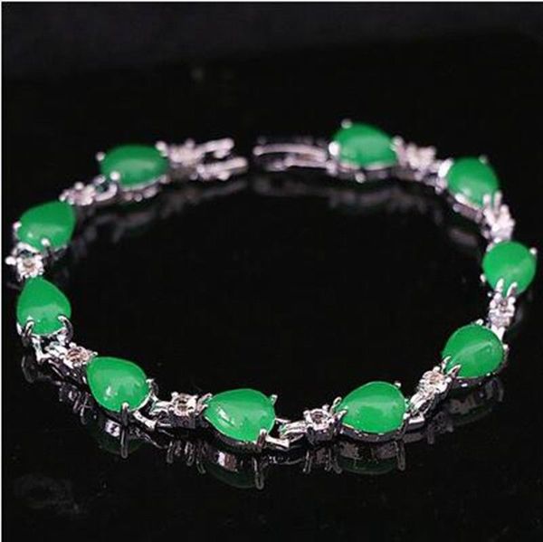 14k gold plated green chalcedony jades stone beads crystal bracelet 7.5inch j25, Black
14k gold plated green chalcedony jades stone beads crystal bracelet 7.5inch j25, Black