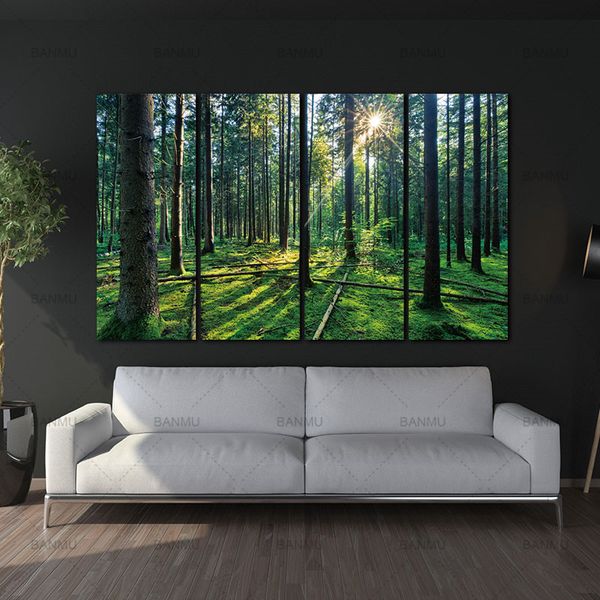 4 panel forest and sunrise sunlixwat oil painting green tree woods canvas print modern wall art home decoration home decor
4 panel forest and sunrise sunlixwat oil painting green tree woods canvas print modern wall art home decoration home decor