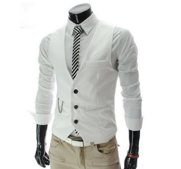 new fashion casual sleeveless formal business vests for men male waistcoat gilet homme solid business jacket single breasted, Black;white
new fashion casual sleeveless formal business vests for men male waistcoat gilet homme solid business jacket single breasted, Black;white