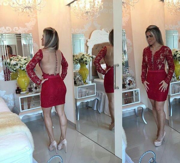 2018 sexy темно-красный короткие кружева коктейльные платья глубокий v шеи мини длинные рукава иллюзия кнопка назад формальные платья выпуск, Black
2018 sexy темно-красный короткие кружева коктейльные платья глубокий v шеи мини длинные рукава иллюзия кнопка назад формальные платья выпуск, Black