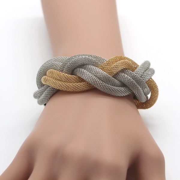 2015 women silver braid bracelets bangles fashion wedding jewelry bracelets for women, Golden;silver