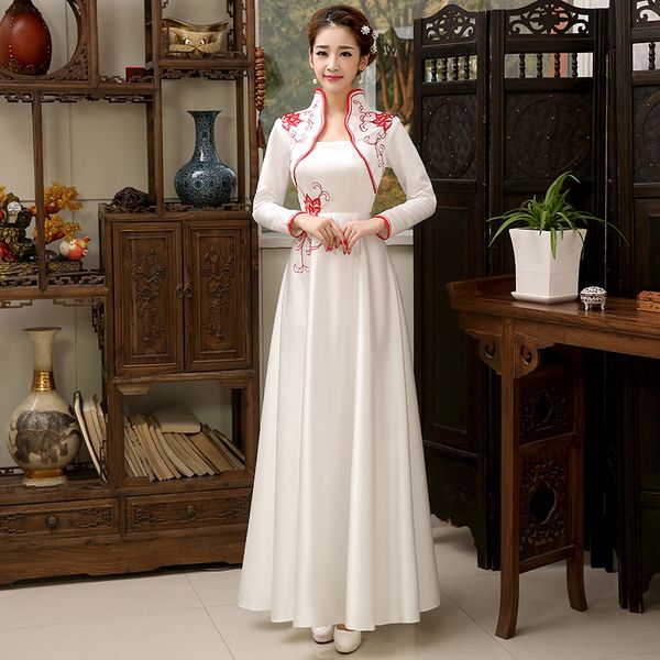 traditional chinese woman dresses spring and autumn vintage chinese qipao dresses long style improved cheongsam oriental singer stage wear, Black;red
traditional chinese woman dresses spring and autumn vintage chinese qipao dresses long style improved cheongsam oriental singer stage wear, Black;red