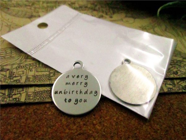 40pcs--"a very merry unbirthday to you"stainless steel charms more style for choosing diy charms pendants for necklace, Bronze;silver
40pcs--"a very merry unbirthday to you"stainless steel charms more style for choosing diy charms pendants for necklace, Bronze;silver