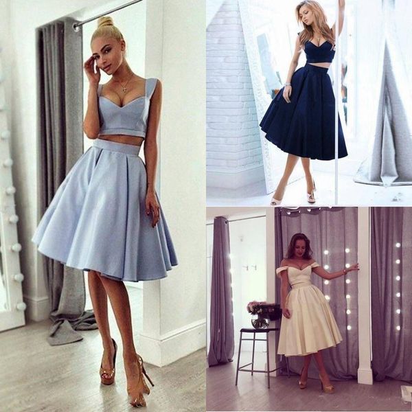 2018 Two Pieces A Line Short Prom Dresses 2019 Sweetheart Knee Length Custom Made Homecoming Graduation Gowns Party cocktail dress