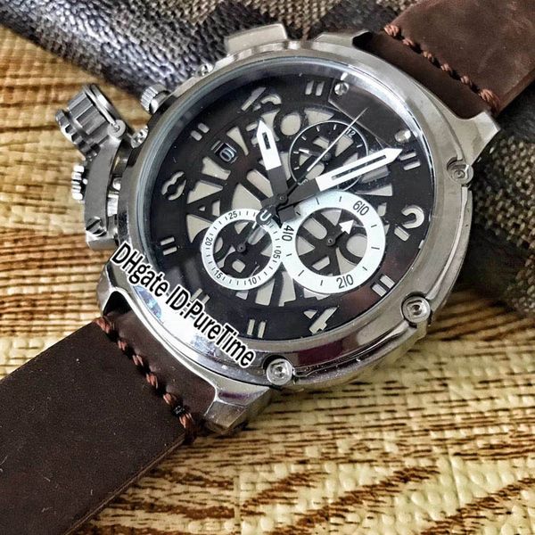 new u51 chimera steel case black skeleton dial white subdial miyota quartz chronograph mens watch satch black brown leather watches ub62, Slivery;brown
new u51 chimera steel case black skeleton dial white subdial miyota quartz chronograph mens watch satch black brown leather watches ub62, Slivery;brown