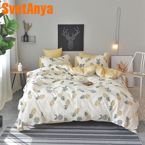 

svetanya pineapple bedsheet pillowcase duvet cover sets 100% cotton bedlinen twin double  king size bedding set