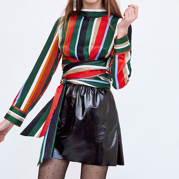 shejoinsheenjoy autumn women and blouses fashion back zipper colorful striped blouse shirt with bow tie belt blusas, White
shejoinsheenjoy autumn women and blouses fashion back zipper colorful striped blouse shirt with bow tie belt blusas, White