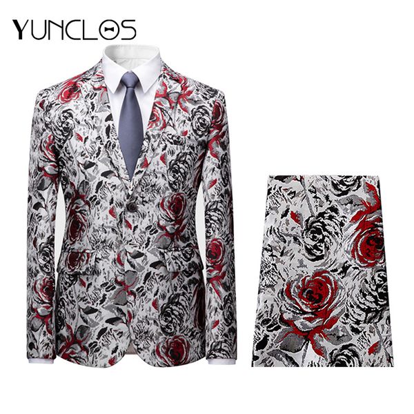 yunclos rose jacquard men's suits 2 pieces single breasted slim suits tuexdos casual slim fit men suit wedding party dress, White;black
yunclos rose jacquard men's suits 2 pieces single breasted slim suits tuexdos casual slim fit men suit wedding party dress, White;black