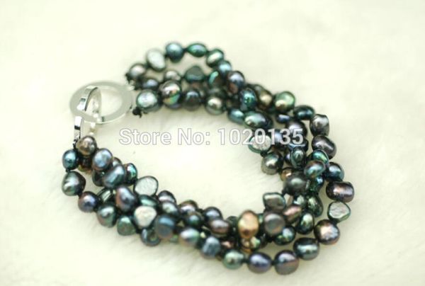 4rows freshwater pearl black baroque 6-7mm bracelet 7.5inch wholesale beads nature, Golden;silver
4rows freshwater pearl black baroque 6-7mm bracelet 7.5inch wholesale beads nature, Golden;silver