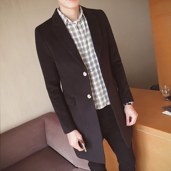 m-xxxl 2018 new fashion men's business casual woolen coat korean version of the slim trench men's long winter woolen coat, Black
m-xxxl 2018 new fashion men's business casual woolen coat korean version of the slim trench men's long winter woolen coat, Black