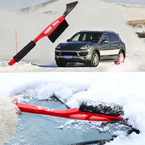 

2-in-1 car ice scraper snow remover shovel brush window windscreen windshield deicing cleaning scraping tool with foam handle