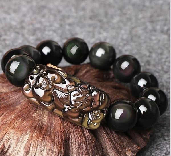 natural color eye obsidian qiangwang crystal men buddha beads hand strings gifts, Black
natural color eye obsidian qiangwang crystal men buddha beads hand strings gifts, Black