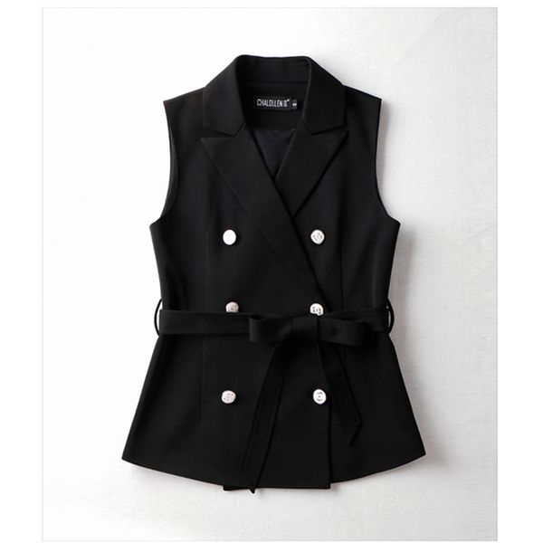 2018 women short vest spring autumn office lady waistcoat blazer sleeveless lady vest coat whth belt black casual single breast, Black;white
2018 women short vest spring autumn office lady waistcoat blazer sleeveless lady vest coat whth belt black casual single breast, Black;white