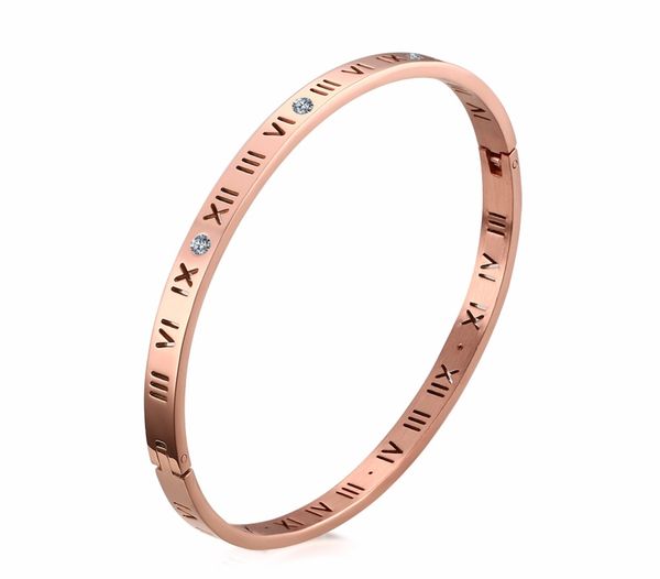 wholesale- titanium steel rose gold roman numeral bracelet with cubic zirconia hinged bangle, Black
wholesale- titanium steel rose gold roman numeral bracelet with cubic zirconia hinged bangle, Black