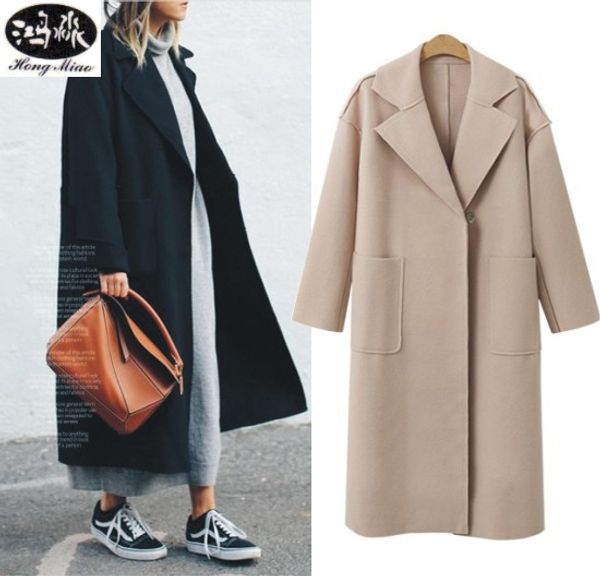 hongmiao 2018 new fashion women wool coat autumn winter long woolen coat windbreaker jacket overcoat casaco feminino, Black
hongmiao 2018 new fashion women wool coat autumn winter long woolen coat windbreaker jacket overcoat casaco feminino, Black