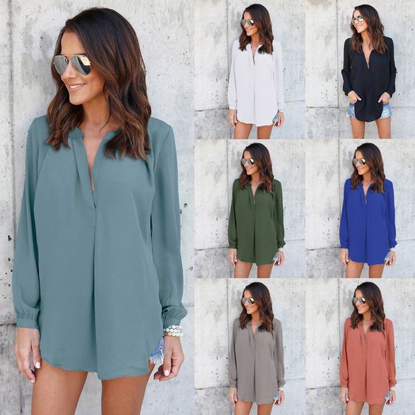 women shirt long sleeve v-neck pleated loose chiffon blouse blusa feminina female plus size 2018 autumn clothes, White
women shirt long sleeve v-neck pleated loose chiffon blouse blusa feminina female plus size 2018 autumn clothes, White