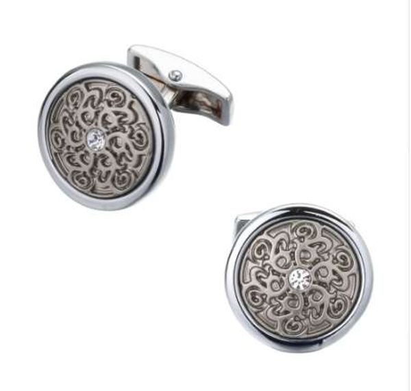 laser engraving laser metal relief retro pattern high-quality brass round crystal shirt cuff link, Silver
laser engraving laser metal relief retro pattern high-quality brass round crystal shirt cuff link, Silver