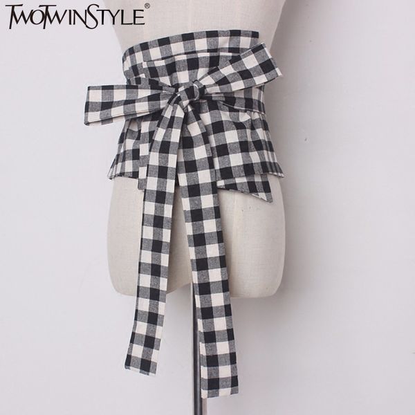 twotwinstyle plaid lace up bowknot female belt corset wide belts for women tunic cummerbunds for dress fashion clothes accessory s18101807, Black;brown
twotwinstyle plaid lace up bowknot female belt corset wide belts for women tunic cummerbunds for dress fashion clothes accessory s18101807, Black;brown