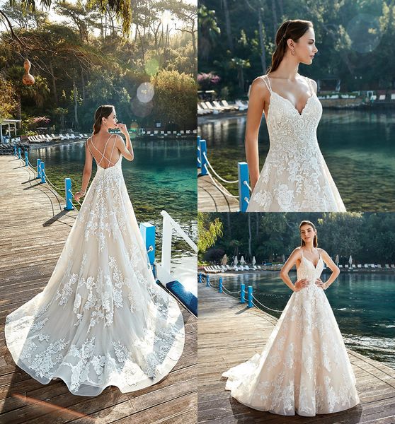 criss cross elegant wedding dresses eddy k court train sleeveless bridal gowns spaghetti sheer neck wedding dress, White
criss cross elegant wedding dresses eddy k court train sleeveless bridal gowns spaghetti sheer neck wedding dress, White