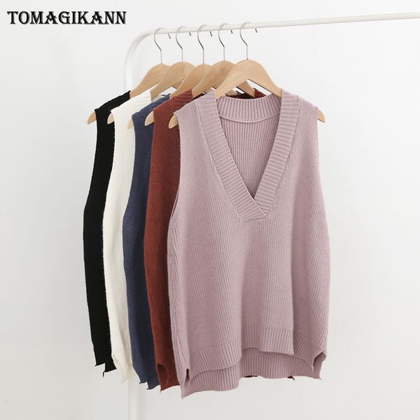 2018 casual solid v neck women pullovers knitted vests coat autumn sleeveless sweaters outerwears female, White;black
2018 casual solid v neck women pullovers knitted vests coat autumn sleeveless sweaters outerwears female, White;black